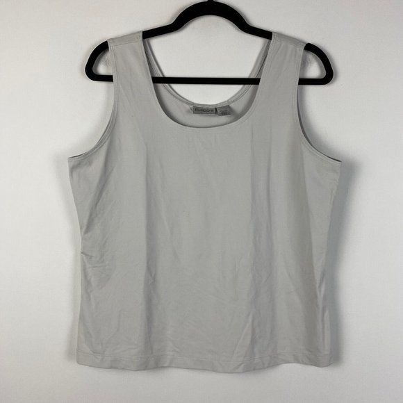 Chicos Tank Top Womens 2 US Large Light Gray Scoop Neck Nylon Stretch - Picture 1 of 8